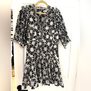 Sandro Floral Black and White Dress